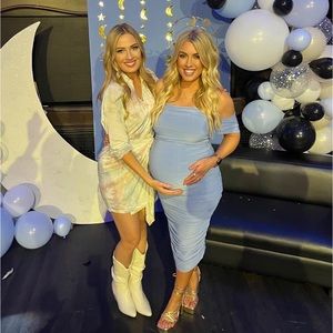 LOST FOR WORDS BLUE RUCHED MIDI DRESS 💙